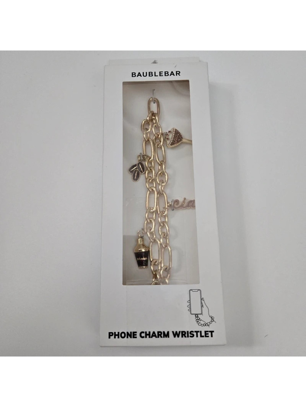 Baublebar Espresso Martini Themed Phone Charm Wrislet NEW